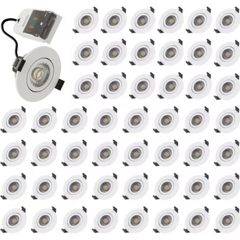 Lot de 50 Spots LED Encastrables Orientables RE2020 5/8W IP65 CCT Recouvrable et Variable V2 - 60 deg - Switch 2700-3000-4000-5700K