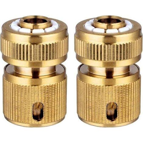 Set mit 2 Messing-Schnellkupplungen für Gartenschläuche, Schnellkupplungen für Gartenschläuche, 1/2"-Schnellkupplungen (1/4)