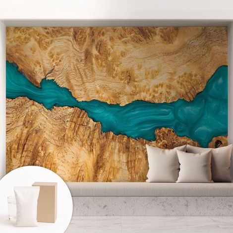 Papier peint avec colle pour décoration moderne de salon chambre à coucher cuisine et bureau Facile Bois et résine 208x146 cm (1/5)