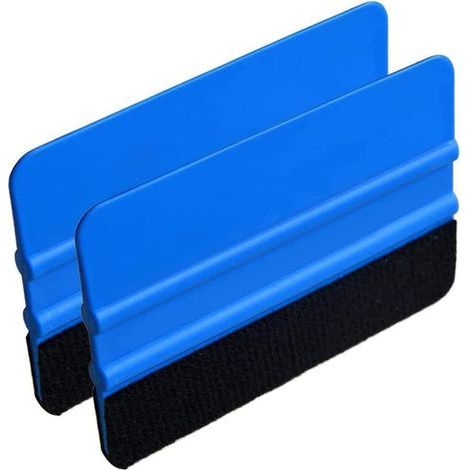 Lot de 2 raclettes en plastique, Raclette de voiture Decal Outil d'application de teinte de fenêtre, Autocollant Décalque Raclette, Raclette de bord en feutre en plastique (1/4)