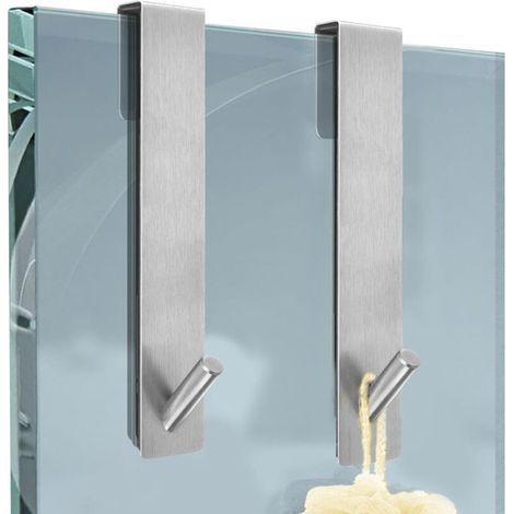 Duschwandhaken, 2 Stück Glastürhaken, Duschhaken aus Edelstahl, Glastürhaken zum Aufhängen von Bademänteln, (Silber) (1/5)