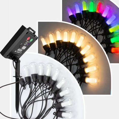 Ghirlanda Solare Led + USB, 5 metri con 10 Lampadine RGBW e Telecomando