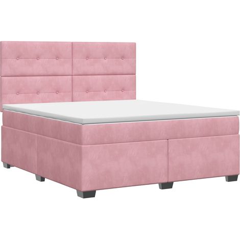 Maison Exclusive - Letto box spring con materasso Rosa 140 x 200 cm Velluto (1/5)