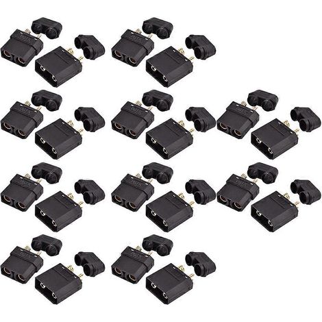 10 paires de connecteurs XT90, fiches mâles et femelles noires pour batteries LiPo RC et moteurs ESC (1/5)