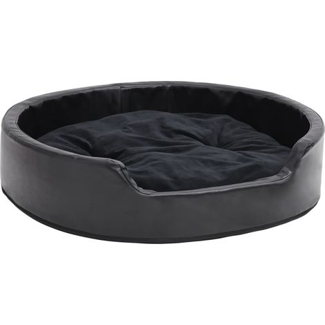 Lit pour chiens Noir 79x70x19 cm Peluche et similicuir (1/5)