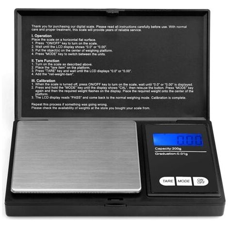 BUNTHAUS Balances de poche 200g/0.01g balances de poche numériques, 200 x 0.01 g, balances de poche, balances de précision, balances numériques, balances en or, balances à monnaie (1/5)