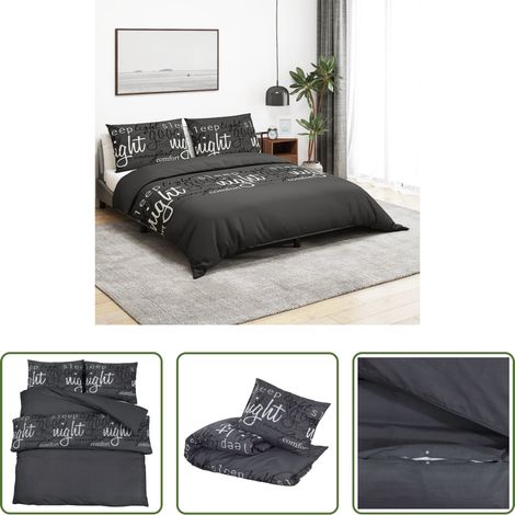 Housse de couette 100 % coton - Ensemble de housse de couette Noir 220x240 cm Coton (1/5)