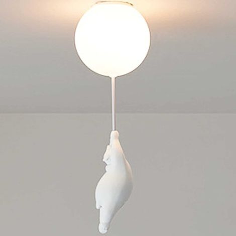 Childrens Ceiling Light White Acrylic Lampshade,Creative Polar Bear Ceiling Light Modern Cartoon Decor Lamp Fixture Indoor Lighting for Boy Girl Bedroom Living Room Kindergarten,13cm(No Bulb) - C (1/5)