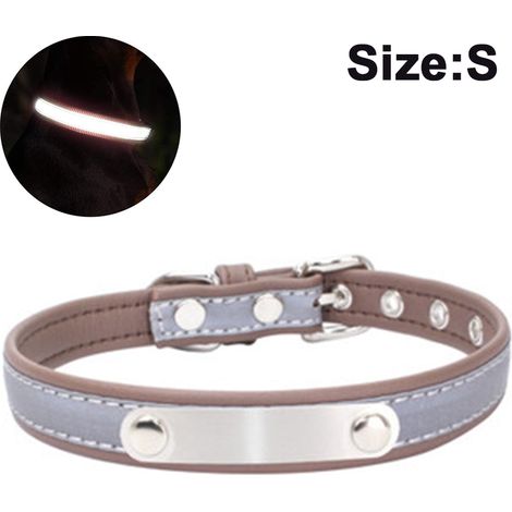 Collier pour chien avec étiquette nominative gravée, personnalisable, en cuir souple, pour chiens de petite, moyenne et grande taille. (1/4)