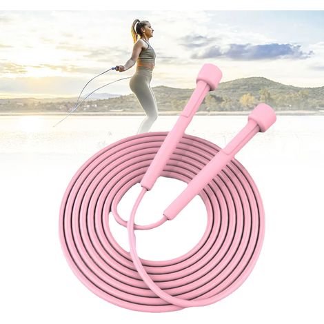 Corde à sauter professionnelle, réglable et sécurisée, idéale pour les enfants et les étudiants, pour l'entraînement et les examens. Couleur rose sakura. (1/5)