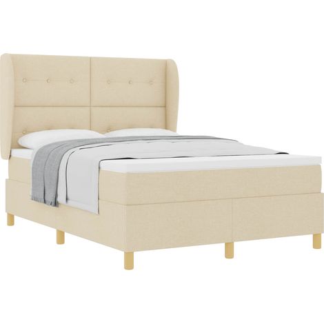 Maison Exclusive - Lit à ressorts avec matelas Crème 190 x 140 cm tissu (1/5)
