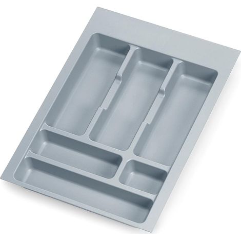 1 - Range Couverts Ajustable - Organiseur De Tiroir - Pour Modules 40cm À 90cm - Plastique Gris - 30,4x41,8cm
