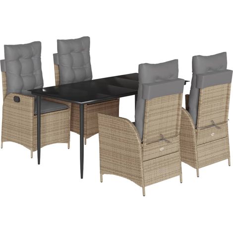 Maison Exclusive - Set comedor de jardín 5 pzas con cojines ratán (1/5)