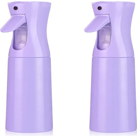 Botella pulverizadora de niebla continua para el cabello (300 ml) - Paquete de 2 botellas pulverizadoras de niebla ultrafina vacías para limpieza, peinado, plantas, jardinería, cabello rizado, etc. (M (1/5)