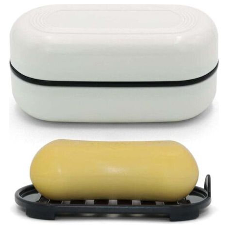 Boîtier À Savon Étanche Portable Avec Support Drainant Amovible Pour Voyage Camping Salle De Sport Blanc (1/4)