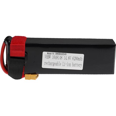 vhbw Batería recargable compatible con XT60 clavija (m) para modelismo p ej coche carreras, avión (6200mAh, 14,8V, polímero de litio) (1/3)