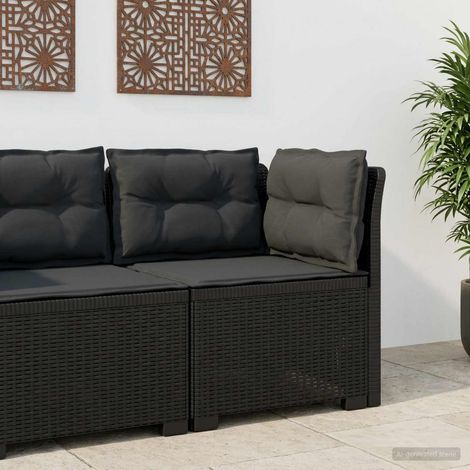 Canapé d'angle de jardin 1 place aspect rotin PP avec coussins Anthracite 62 x 62 x 70 cm - PANGIVO (1/5)