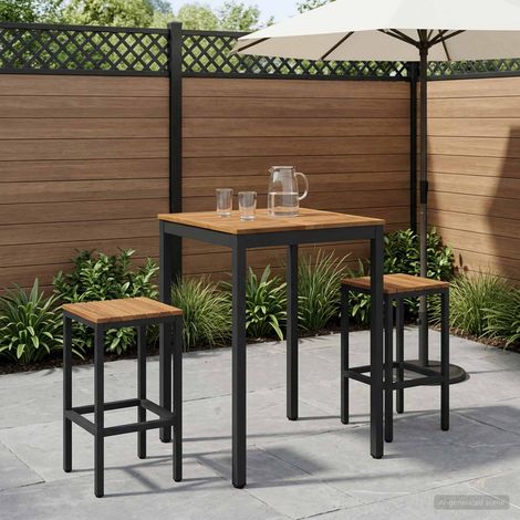 vidaXL Mesa de Bar para Jardín NAARDEN Natural y negro (1/5)