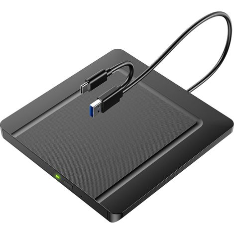 External CD DVD Drives, External CD DVD +/-RW Drive USB 3.0 CD Burner External Drive,DVD Reader Writer ROM Drive Compatible with Laptop Desktop Mac,Windows 11/10/8/7 (Ultra-Slim) (1/5)