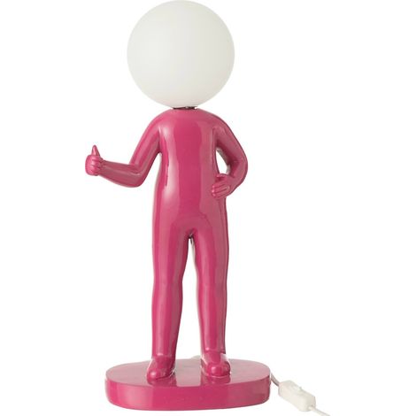 Lampe originale pouce en résine rose pour déco lumineuse - Fuchsia intense et blanc mat (1/3)