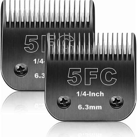 Lame de rechange pour toilettage de chiens,Compatible avec Les séries Heiniger/MOSER Max45 /Andis/Oster A5/Wahl 10KM Series Tondeuse pour Chien,Taille 5F 1/4" (6,3mm) Longueur de Coupe,2 unité Noir (1/5)