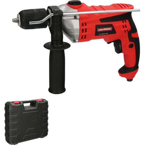 taladro percutor con variador de velocidad 1050 watt. incluye maletín, empuñadura y guia metalica. (1/6)