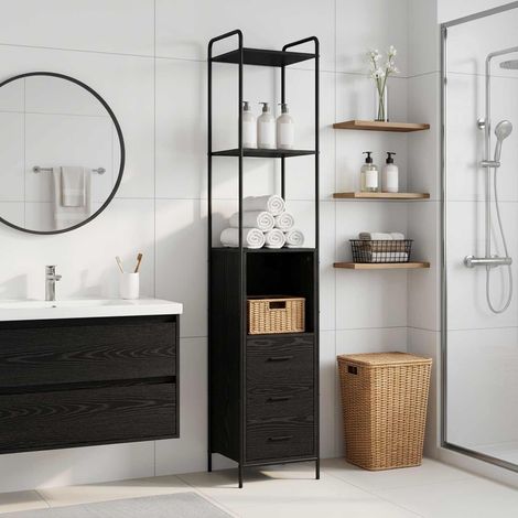 Mobile da Bagno Rovere Nero 40 x 36 x 200,5 cm vidaXL (1/5)