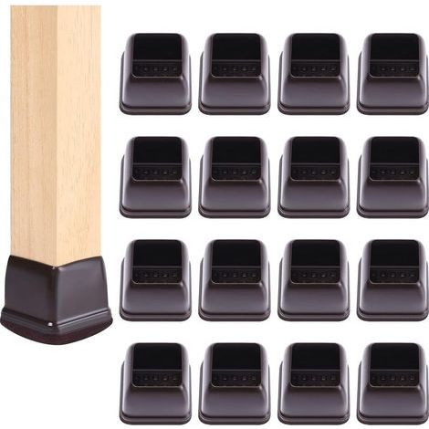 Protections Pour Pieds De Chaise - Embouts Carrés En TPE Et Feutre - Pour Pieds De 28 À 35 Mm - Lot De 16 (1/5)