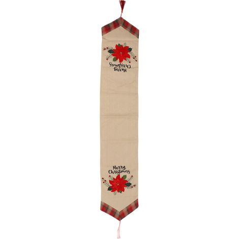 Nappe de table de Noël en lin à carreaux fleuris, décoration festive pour salon et salle à manger, napperon rectangulaire pour meuble bas, set de table élégant (1/5)