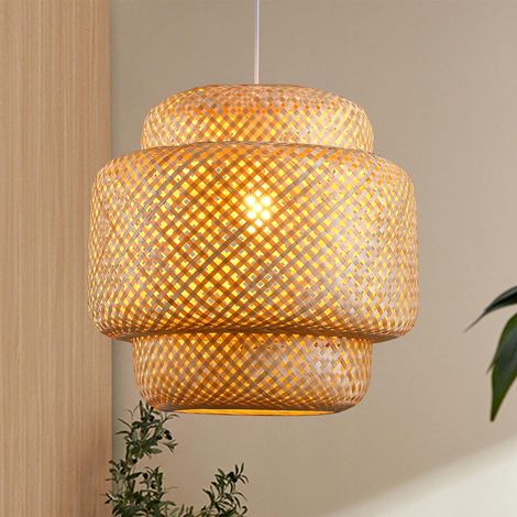 Bambus-Pendelleuchte – Boho-Korb-Kronleuchter, handgefertigte Pendelleuchte aus natürlichem Rattan, Hängeleuchte für Kücheninsel, Esszimmer, Wohnzimmer, Veranda (1/5)
