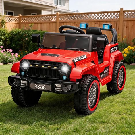 Camion électrique enfant 12V avec télécommande parentale 2,4G - 2 moteurs 2x35W, Sans fil/musique, klaxon, phares LED - suspension, ceinture - vitesse max 5 km/h - Rouge (couleur vive) à lèvres (1/5)
