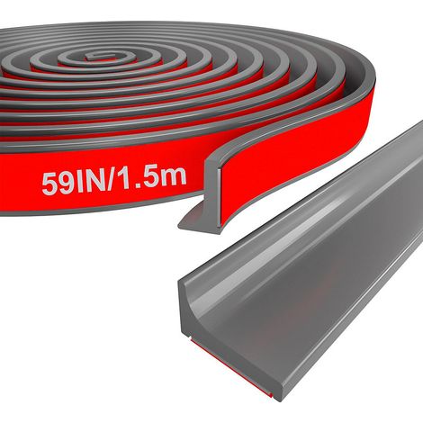 Barrage d&aposeau de seuil de douche pliable, protection d&aposeau de douche auto-adhésive, barrière de barrage d&aposeau en silicone , 1,5 m (1/5)