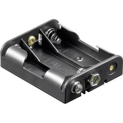 Support De Pile - 3x LR6 AA - Connexion À Pression Ou Soudure - Dimensions 56 X 48 X 16 Mm - Noir - Unité (1/2)