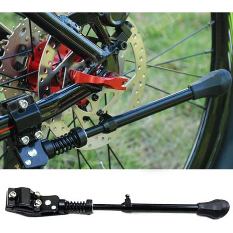 Béquille de vélo réglable en hauteur et en angle, en alliage d'aluminium léger et robuste, noire, pour VTT. (1/5)