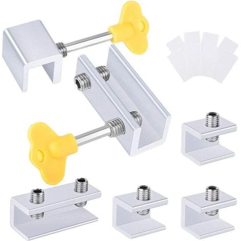 Lot de 6 Serrures de Portes Coulissantes Ajustables pour Fenêtres, Securite Fenetre Enfant, avec Clé (1/4)