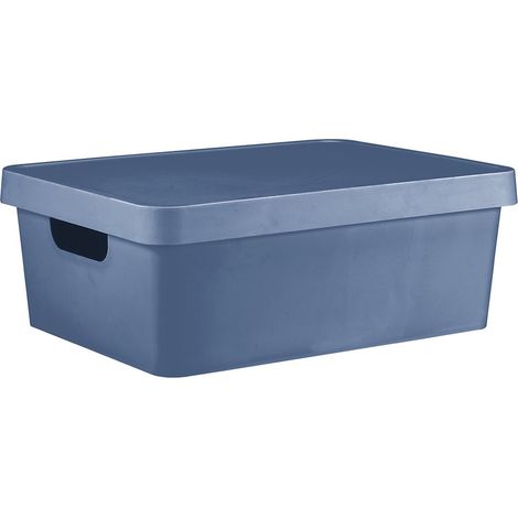 Caja decorativa azul, 11 L, 13,5 cm de alto x 27,7 cm de ancho x 37 cm de profundidad. BOX & BEYOND (1/3)