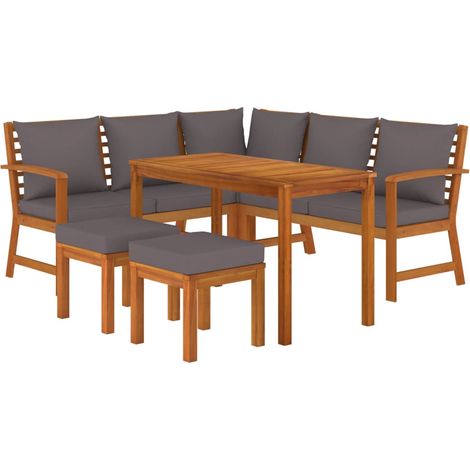 vidaXL Ensemble à manger de jardin 6 pcs avec coussins Bois d'acacia