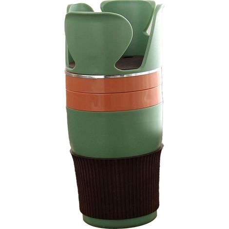 Porte-gobelet voiture 360° réglable, anneau antidérapant silicone multifonction pour clés, tasses thé, vert. (1/5)