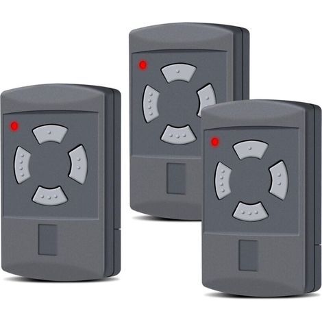 Lotto di 3 telecomandi di ricambio Hörmann per porte da garage, 40,685 MHz, 4 canali, compatibili con HS2-40, HS4-40, HSE2-40, HSE4-40, HSM2-40, HSM4-40, pulsante grigio (1/4)