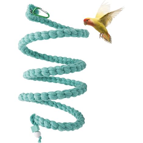 150cm Extra Long Rope Bird Perch Spiral Swing Toy Bird Cage Support Accessories Climbing and Resting Toy for Parakeet Parrot Cockatiel (1/5)