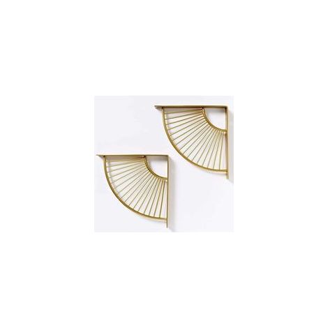 Lot de 2 Support D'étagère Triangle en Forme D'éventail Doré en Métal Flottant,Équerres Murales Équerre pour Étagère,Heavy Duty Étagère d'angle,pour Maison, Bureau, Restaurant,etc2020 (1/4)