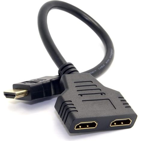 Répartiteur HDMI 1 entrée / 2 sorties, répartiteur HDMI 4K pour 2 écrans simultanés, adaptateur HDMI pour étendre l'affichage à 2 écrans, double prise HDMI 1 vers 2 pour TV, PC, projecteur (1/5)