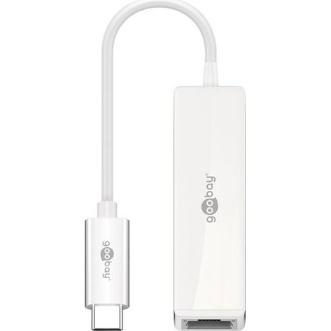Adaptateur USB-C™ Ethernet, blanc, pour connecter un PC ou un Apple MacBook à un réseau Ethernet (RJ45) via le port USB-C™. Version couleur blanc (1/5)