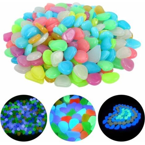 200 pièces pierres lumineuses colorées galets galets lumineux galets lumineux galets fluorescents pour la décoration de la chambre des enfants de jardin d'aquarium (couleur mixte) (1/4)