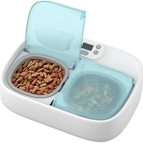 Eton Petoneer Dos Comederos Automáticos blanco 355 ml compartimentos