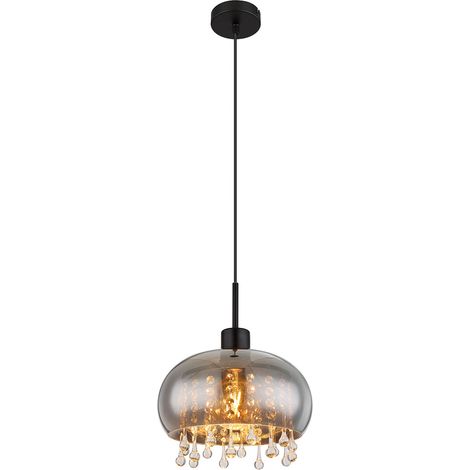 Globo - lámpara colgante - Corry - negro - vidrio vidrio ahumado