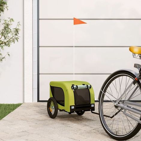 Remorque à vélo pour animaux de compagnie verte et noire (1/4)