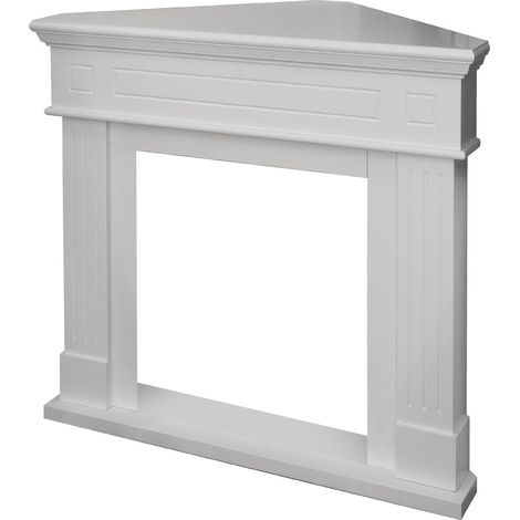 Cornice per camino ad angolo rivestimento in legno L110xP63xH102 Ford Bianco