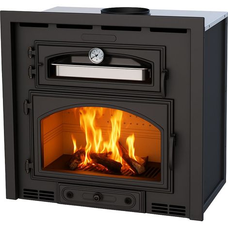 Bronpi – Insert cheminée ventilé canalisable 15 kW – EVEREST – Foyer en fonte avec four – 375 m³ de chauffe – 2 ventilateurs 160m3/h
