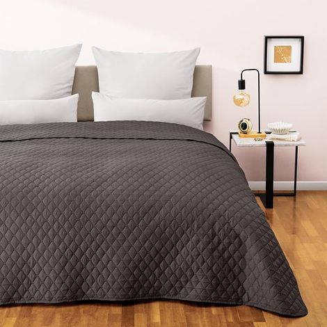 Bedspread 240 x 260 cm Quilted Bed Cover for Beds from 180 x 00 to 200 x 200 cm Covering Sofas Sofa Throw Charcoal (1/5)